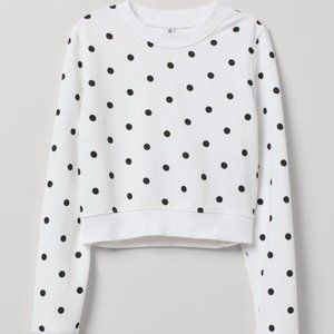 Divided H&M Crop Top White Black Polka-dots  Sweaters Juniors XS